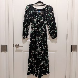 Old Navy puff-sleeved floral-print midi dress